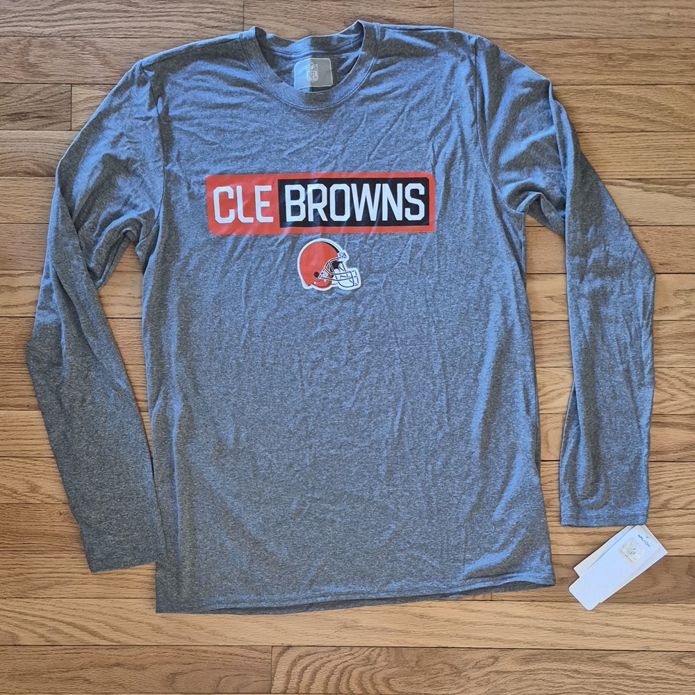 NFL Cleveland Browns Men's Medium Gray Long Sleeve Tee NWT Super Soft
